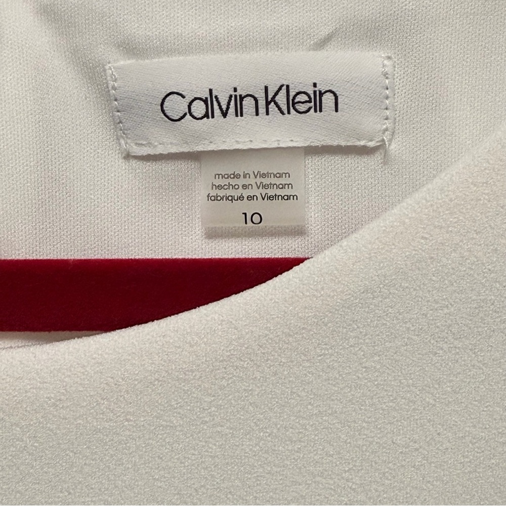 NWT Calvin Klein Cream Bell Sleeve Sheath Dress Size 10 Quiet Luxury Bridal LWD - Picture 7 of 9